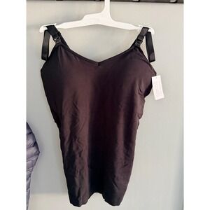 Auden Seamless Knit Lightly Lined Nursing Cami Top Black Medium - NWT